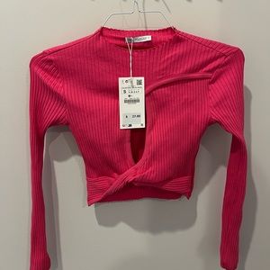 Zara, Pink Crop Top, XS, New With Tags